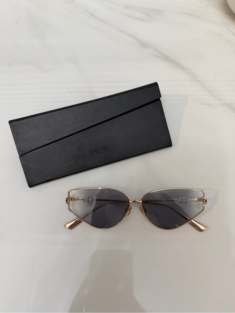 Dior Gold Frame Cat-Eye Sunglasses with Gray Lenses
